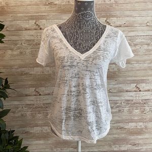 American Eagle White Basic Semi-Sheer Tee